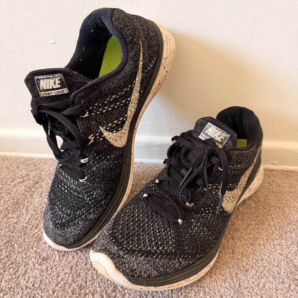 Nike Flyknit Lunar 3 running shoes in black and white Oreo